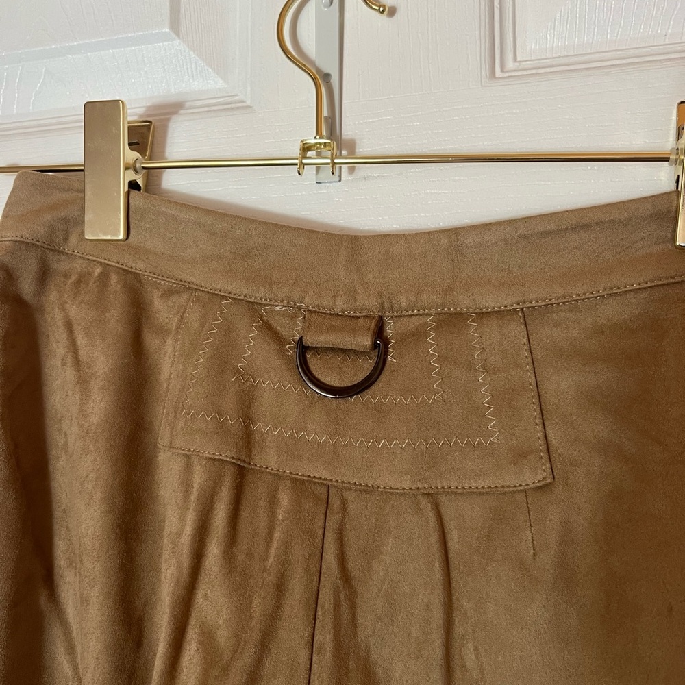 Tan Suede Skirt with D-Ring Detail